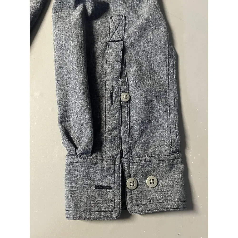 The North Face Shirt Mens‎ Medium Gray Blue Long Sleeve Button Up Vented Hiking